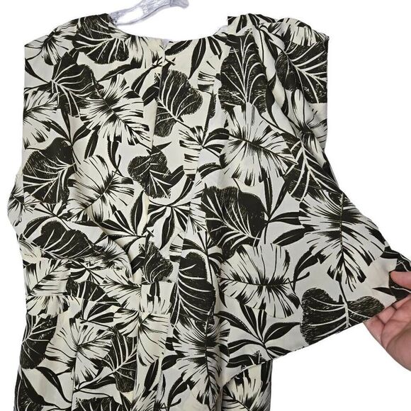 Kosmios Jumpsuit Back Drape Floral Tropical Print Wide Leg Size Large - Picture 7 of 11